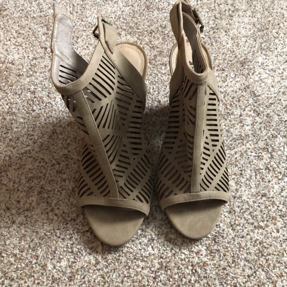 Tan Peep Toe Booties